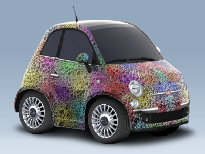 I've recycled one of my Bubble skins for the little Fiat one size