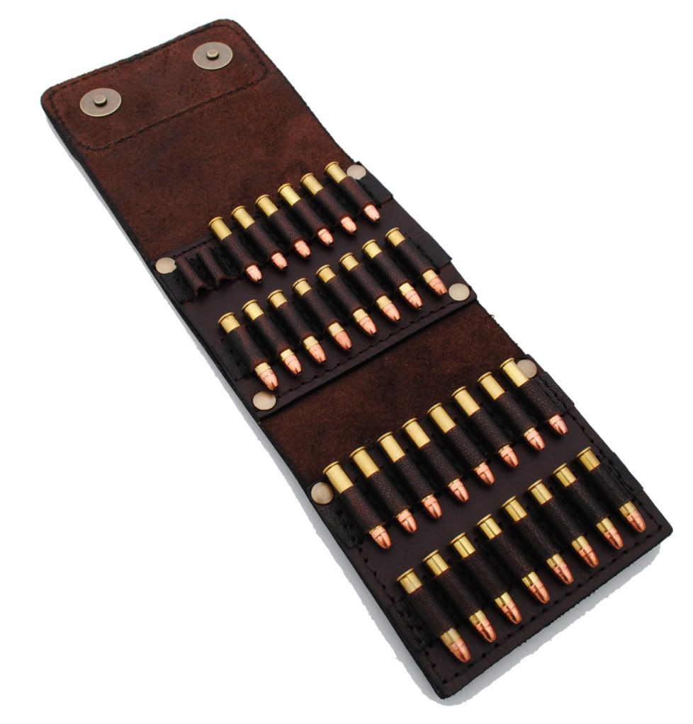 LEATHER RIMFIRE RIFLE BULLET WALLET holds 32 rounds eBay