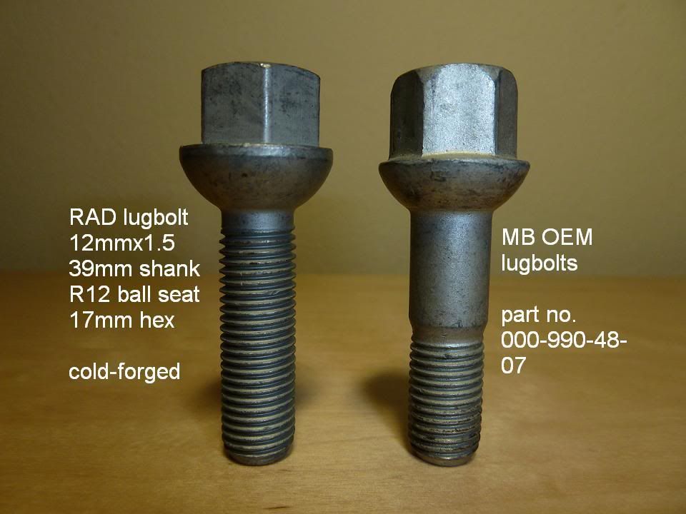 to see after wheel is removed below is photo of rad lug bolt vs oem ...