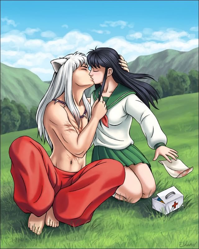 inuyasha and kagome kiss. Kagome kissing Inuyasha