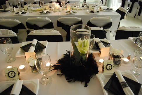 black white and silver wedding reception