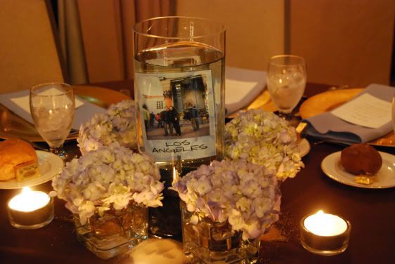 As for the rest of the tables we did tall centerpieces using a mix of 