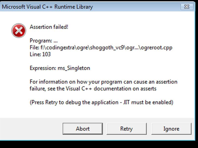 Release build assertion fail. *help* Ogre Forums