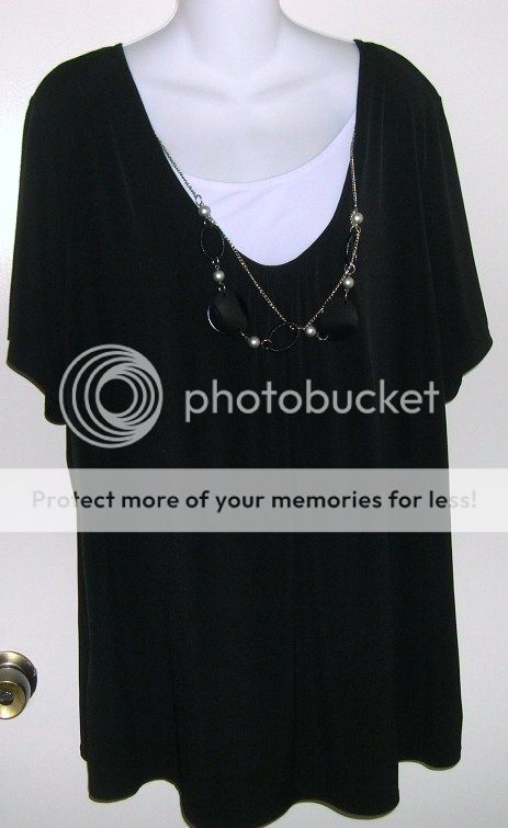 New Essentials 2fer Slinky Shirt w Necklace 2X